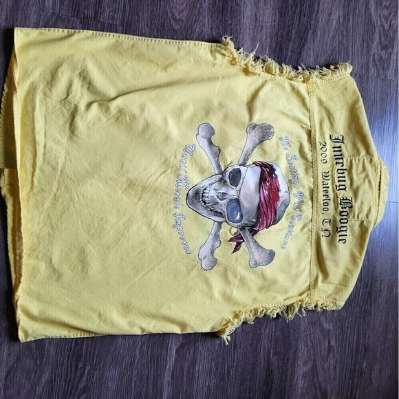 Junebug Boogie 2009 Motorcycle Club Sleeveless Pirate Graphic Shirt, Mens Medium - Picture 2 of 9